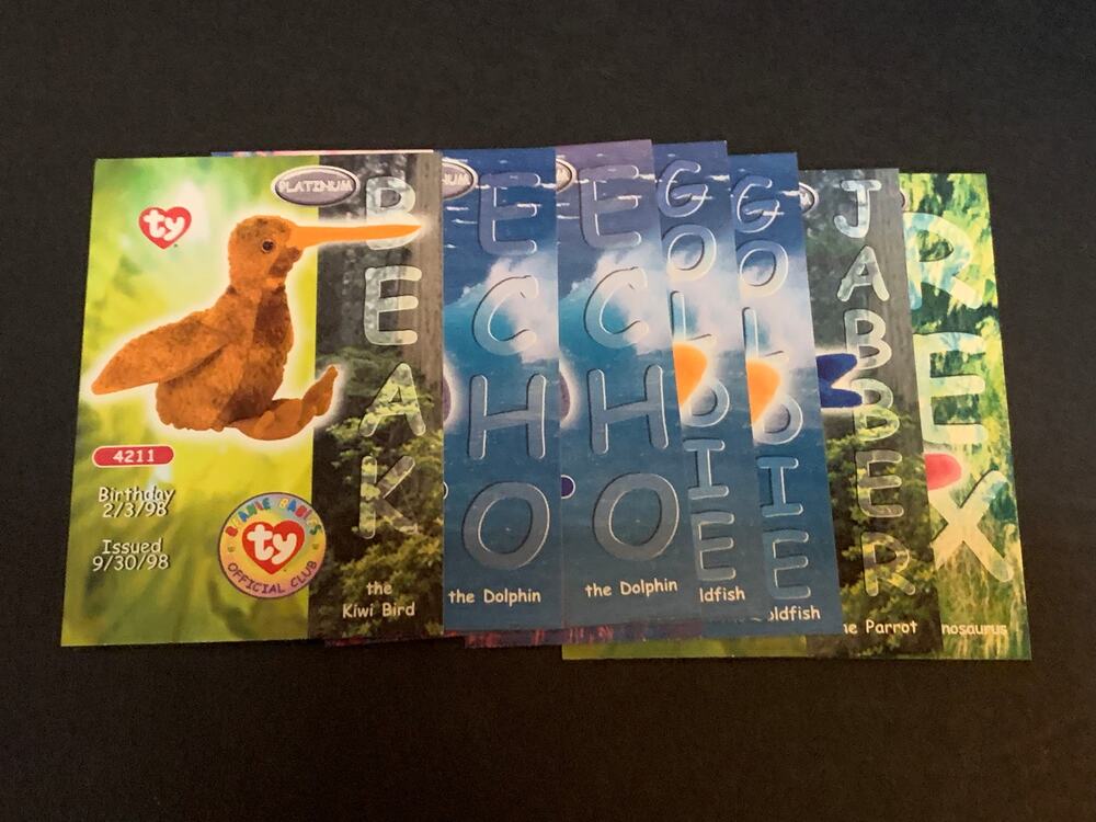 1999 Topps Ty Beanie Babies Platinum Vertical Card Lot Of 7 NM Cards